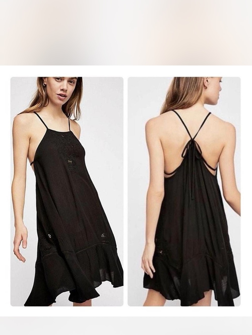 Free People Black Heat Wave Tunic Mini Dress XS